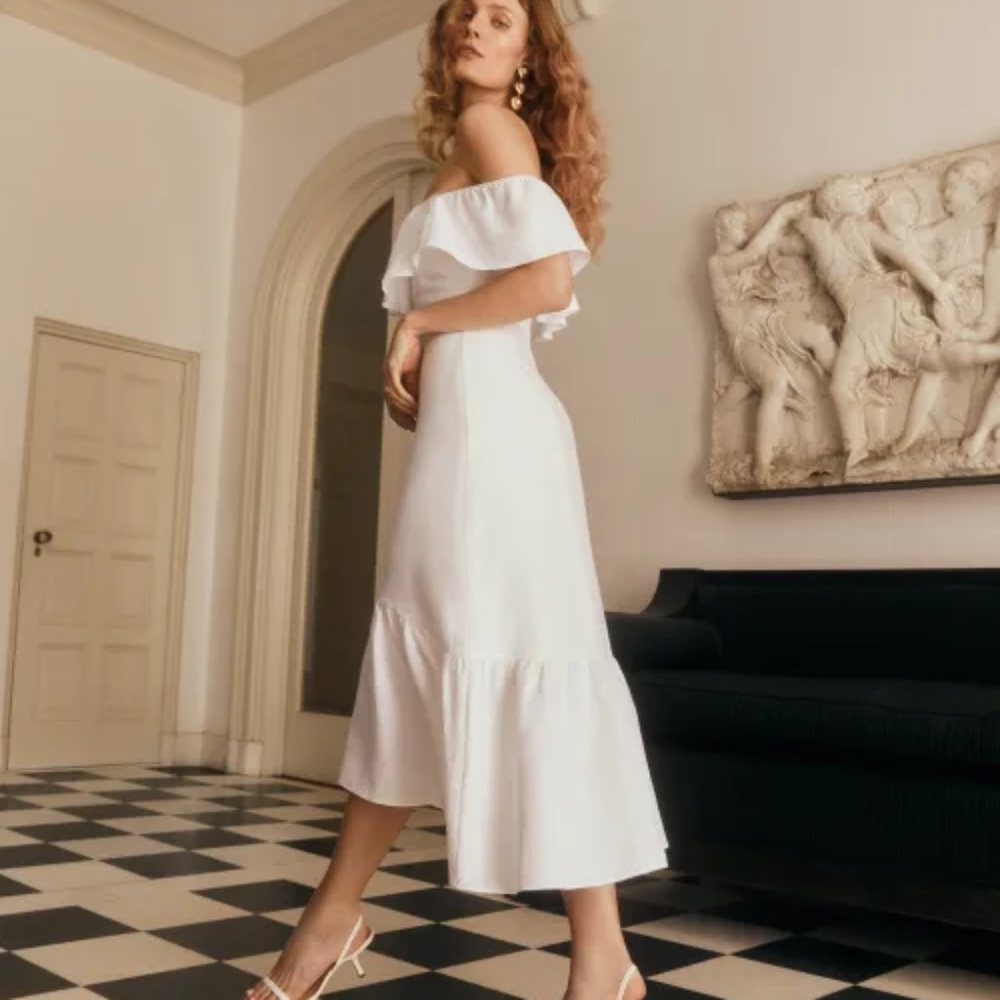 Reformation Baela Linen Dress White - Size 2